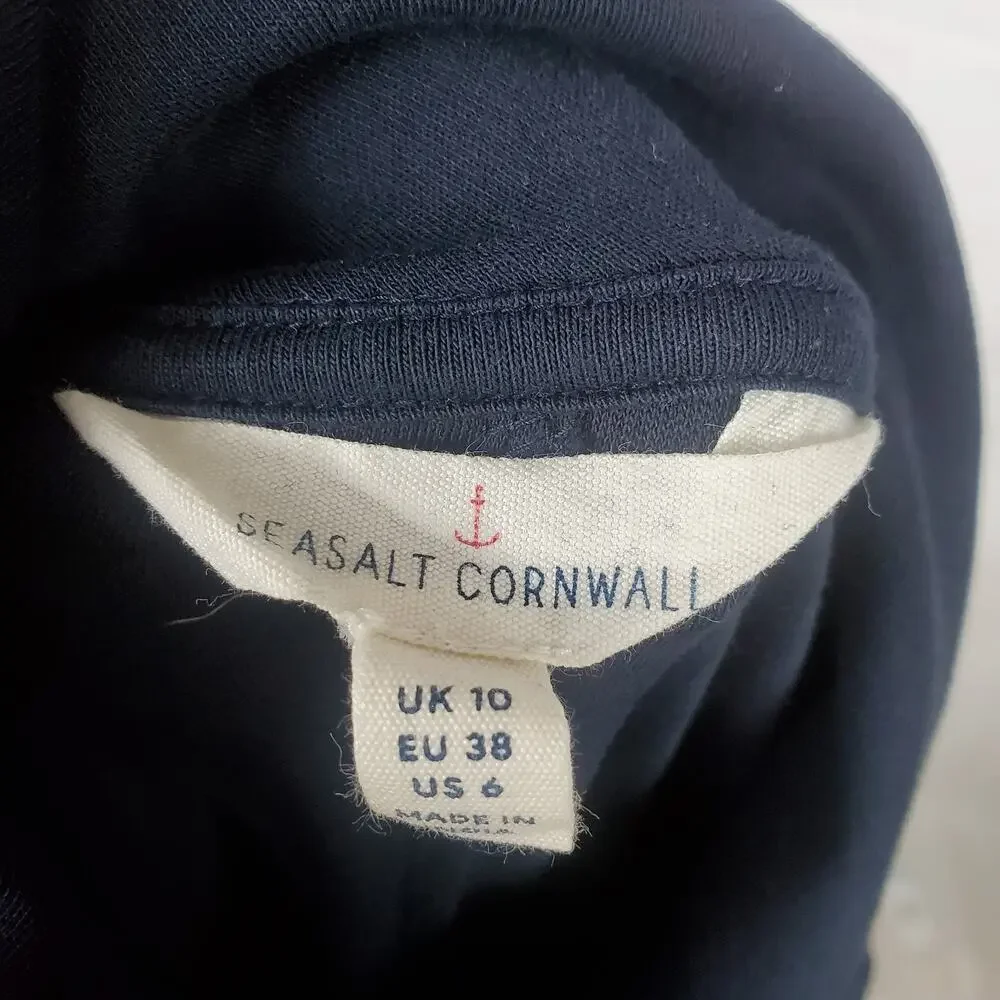 SEASALT Cornwall Merchants Dress Size 6 Navy Blue Shift Tunic Pockets Lagenlook